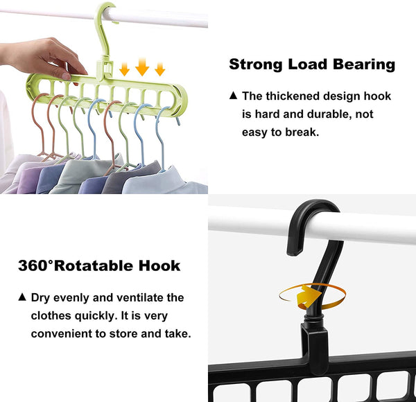 360 Rotating 9-Hole Magic Hanger (Pack Of 4) - Multi-Function Storage Hanger
