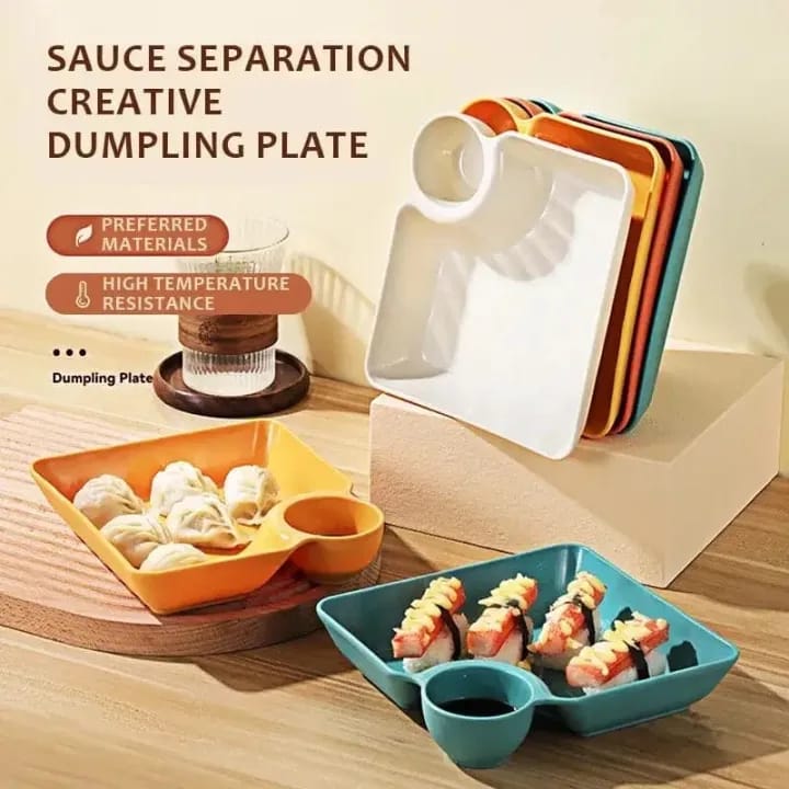 Dumpling Plate with Sauce Dish (Pack Of 4)